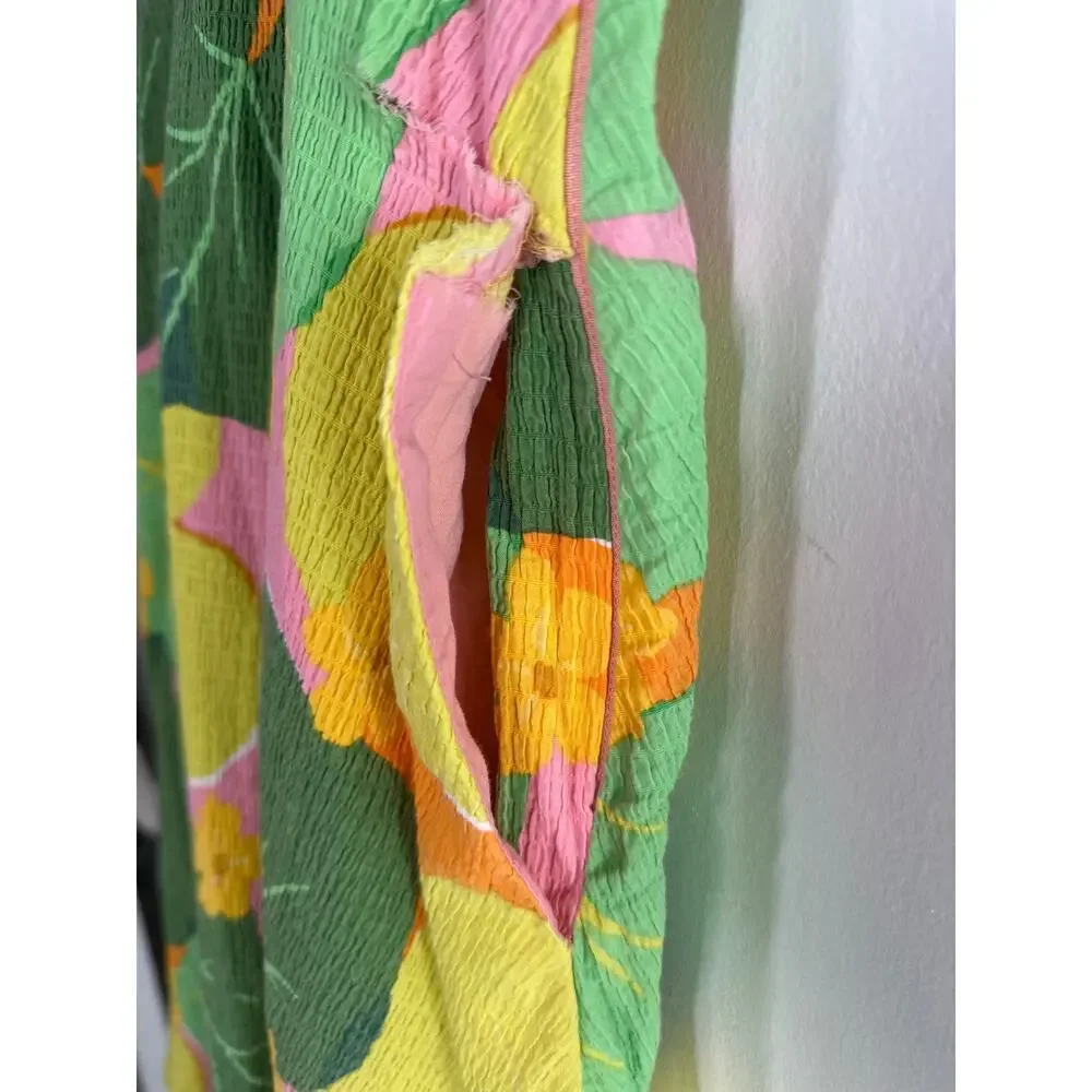Kate Spade Cucumber Floral Dress Flutter Sleeve Mini Swing Multi 12